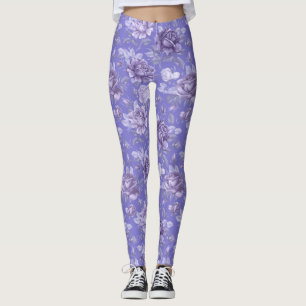 Leggings femeninas de bonito morado de lavanda flo