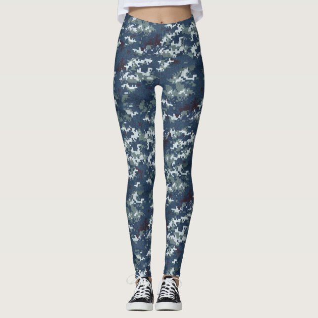 Leggings femeninas de camuflaje azul verde/marrón (Anverso)