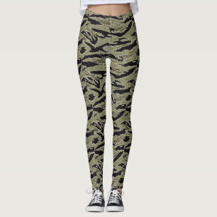 Leggings femeninas de camuflaje de oliva