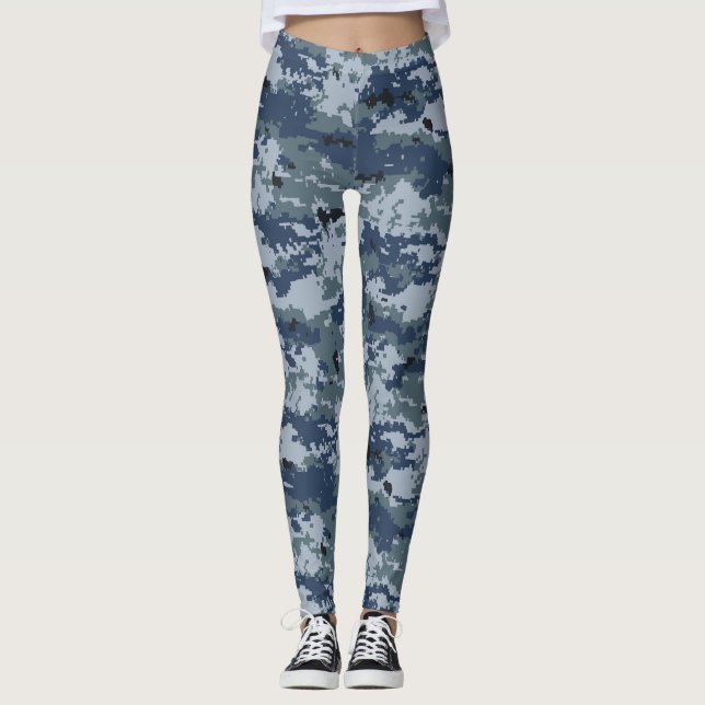 Leggings femeninas de camuflaje gris azul (Anverso)