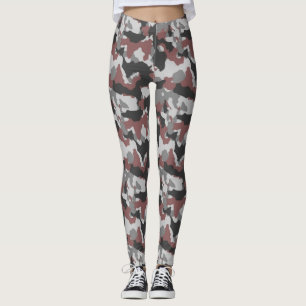 Leggings femeninas de camuflaje gris marrón
