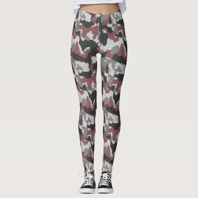 Leggings femeninas de camuflaje gris marrón (Anverso)