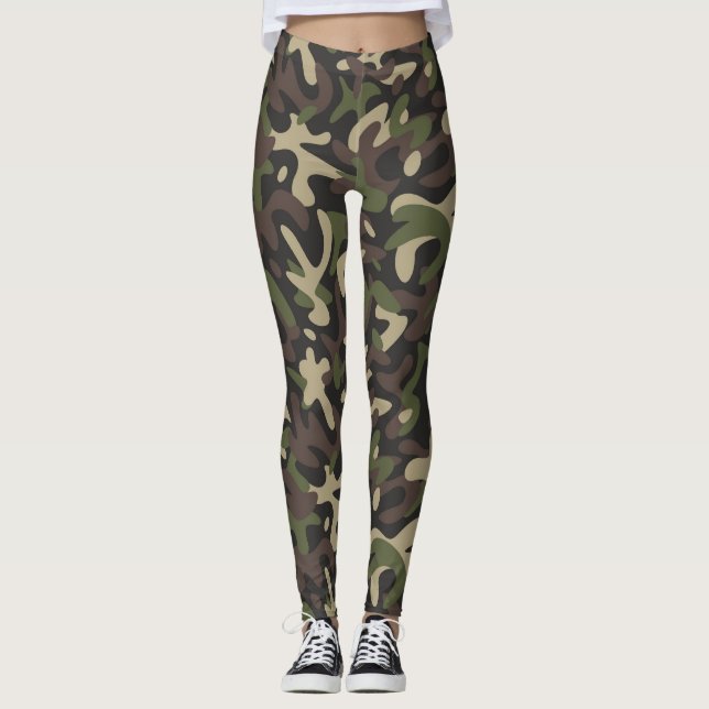 Leggings femeninas de camuflaje verde/marrón (Anverso)
