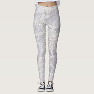 Leggings femeninas de encaje blanco falso