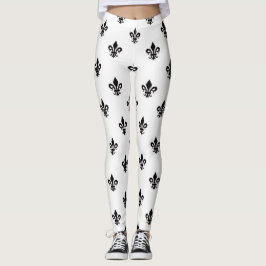 Leggings femeninas de Flor de Blanco y Negro