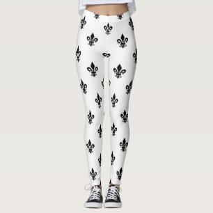 Leggings femeninas de Flor de Blanco y Negro