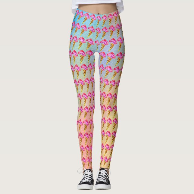 Leggings femeninas de helado de cono (Anverso)