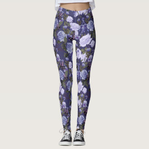 Leggings femeninas de mariposa morada floral