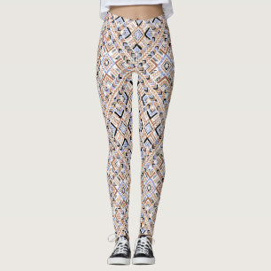 Leggings femeninas de naranja/Blue Multi Pattern