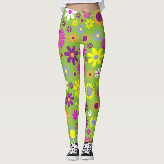 Leggings femeninas de poder de las flores (Anverso)