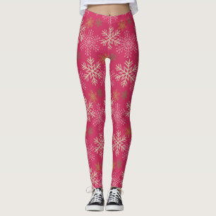 Leggings femeninas de vacaciones con copas de niev