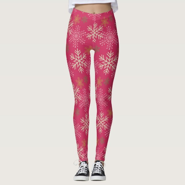 Leggings femeninas de vacaciones con copas de niev (Anverso)