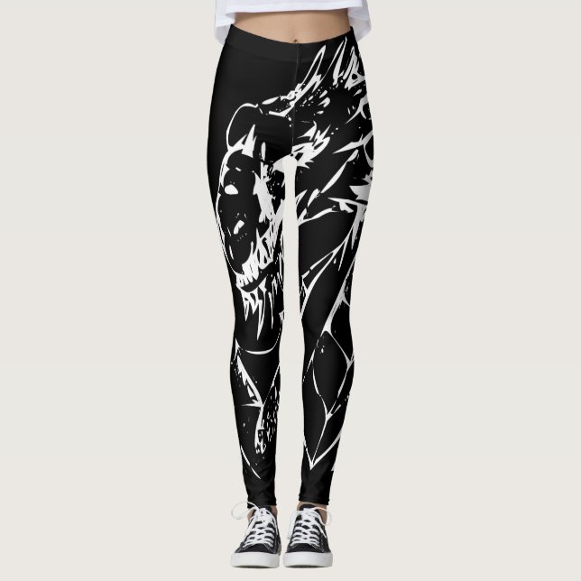 Leggings femeninas del dragón blanco (Anverso)