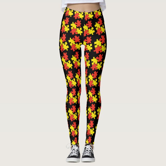 Leggings femeninas - Diseño de rompecabezas (Anverso)
