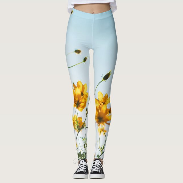 Leggings femeninas | Eco Fitness Flowers Sky (Anverso)