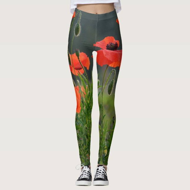 Leggings femeninas | Eco Fitness Poppy Field 2 (Anverso)