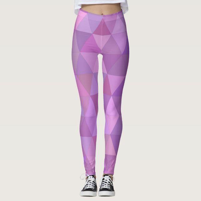 Leggings femeninas geométricas rosadas (Anverso)