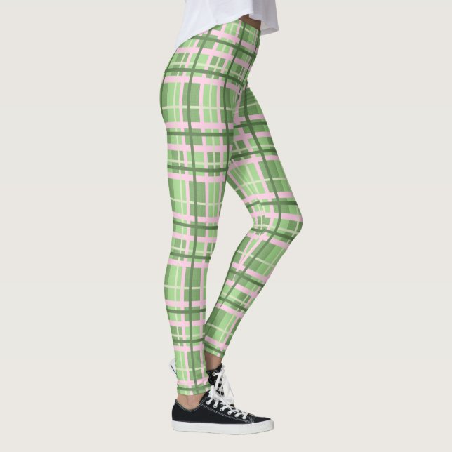 Leggings femeninas-Green Plaid (Derecha)
