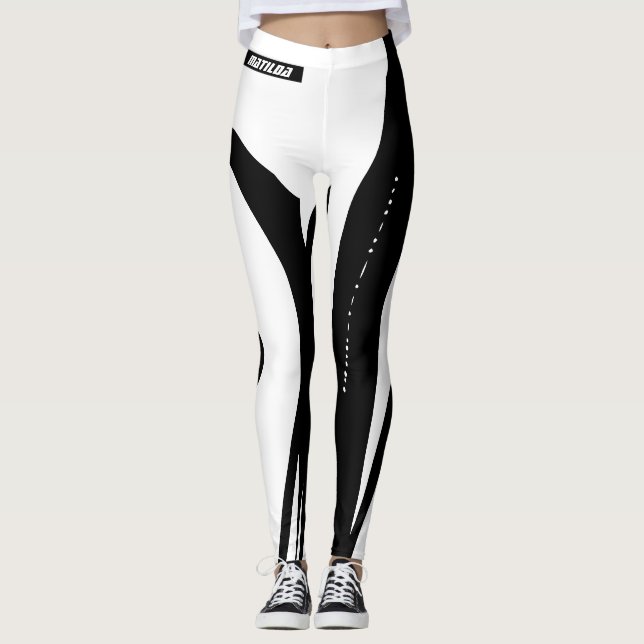 Leggings femeninas negras y blancas (Anverso)