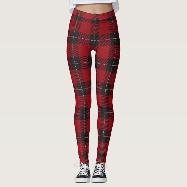 Leggings femeninas rojas y negras (Anverso)