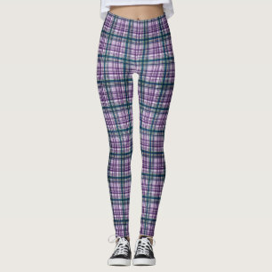 Leggings femeninas violetas/verdes