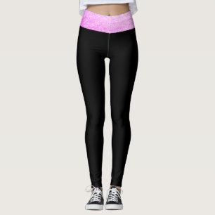 Leggings Femenino lindo de la cintura rosada negra de la