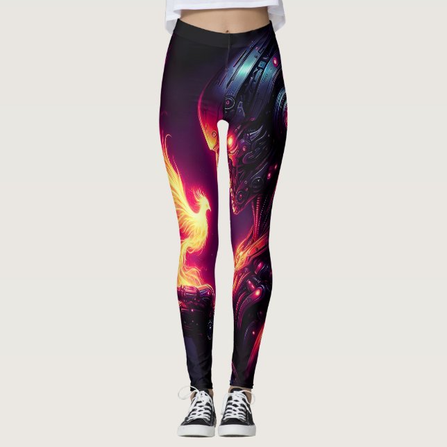 Leggings Fénix Espíritu de Fuego Robot Ciber Futurista (Anverso)