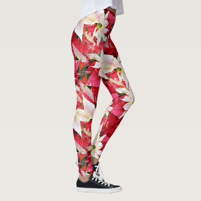 Leggings Feriado de Poinsettia Roja (Derecha)