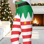 Leggings Feriado Elf Green y Red Stripe navidades<br><div class="desc">Aprovecha el espíritu vacacional con estas alegres leggings de inspiración propia, con un fondo verde festivo con alegres rayas rojas. Perfecto para difundir Navidades animando en fiestas de vacaciones, noches acogedoras junto al fuego, o incluso un divertido paseo en la nieve. Los tejidos blandos y estilizados garantizan el confort durante...</div>