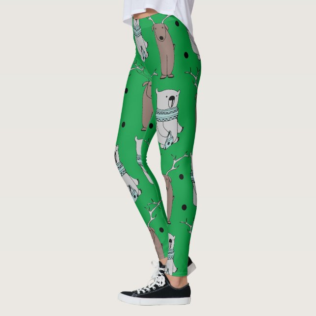 Leggings feriados verdes de cadera navidades animales con r (Izquierda)