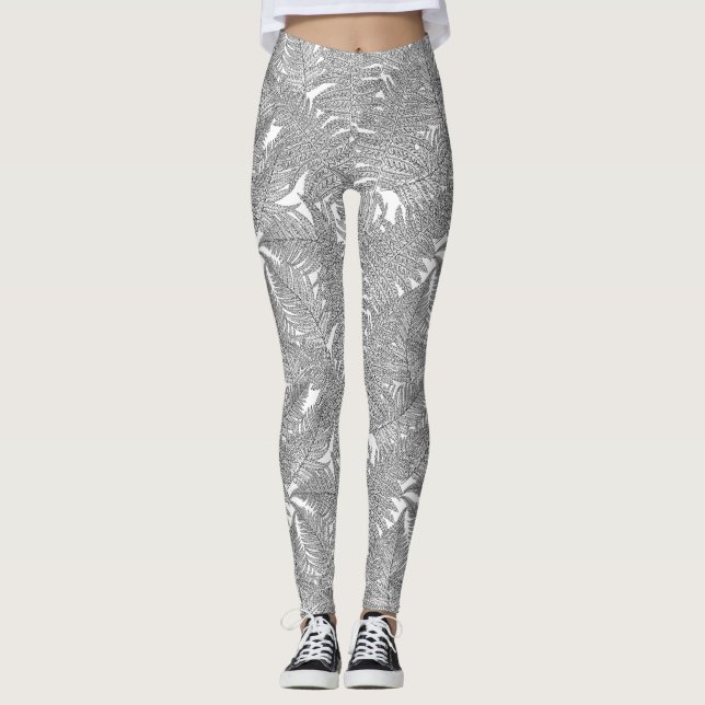 Leggings Fern en blanco y negro (Anverso)