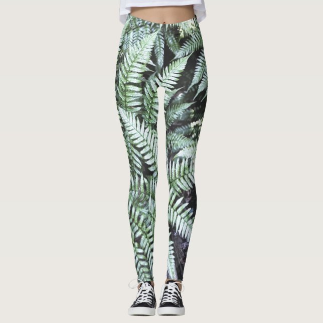 Leggings Fern Tropical Green Leaves Planta Foliage Woodland (Anverso)