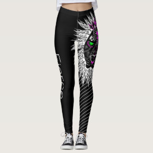 Leggings Feroz Leo las polainas del león aisladas en negro