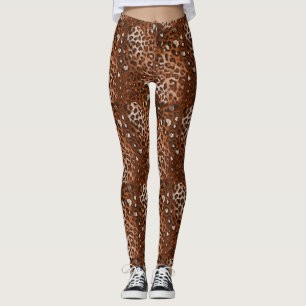 Leggings Feroz, Marrón, Blanco y Negro Leopard Moda