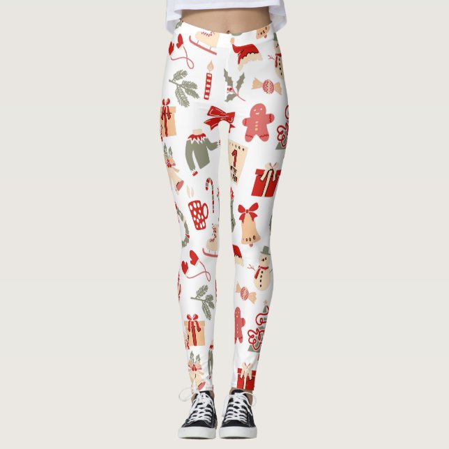 Leggings Festive Holiday Christmas Pants for Women (Anverso)