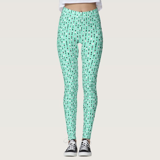 Leggings Festive pattern with string beads and jewelry star (Anverso)