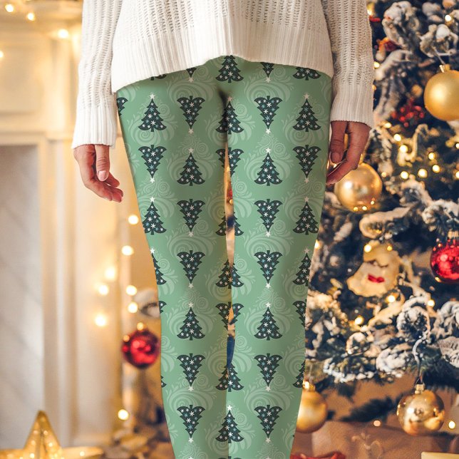 Leggings Festividad de árbol de Navidad verde (Subido por el creador)