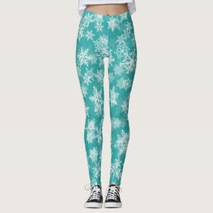 Leggings Festividad de invierno con copos de nieve verde az