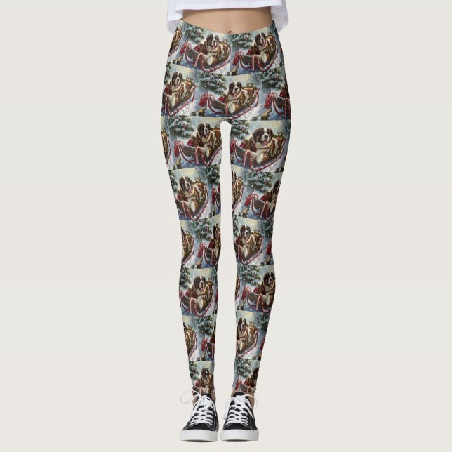Leggings Festividad de los Navidades de Perro de San Bernar (Anverso)