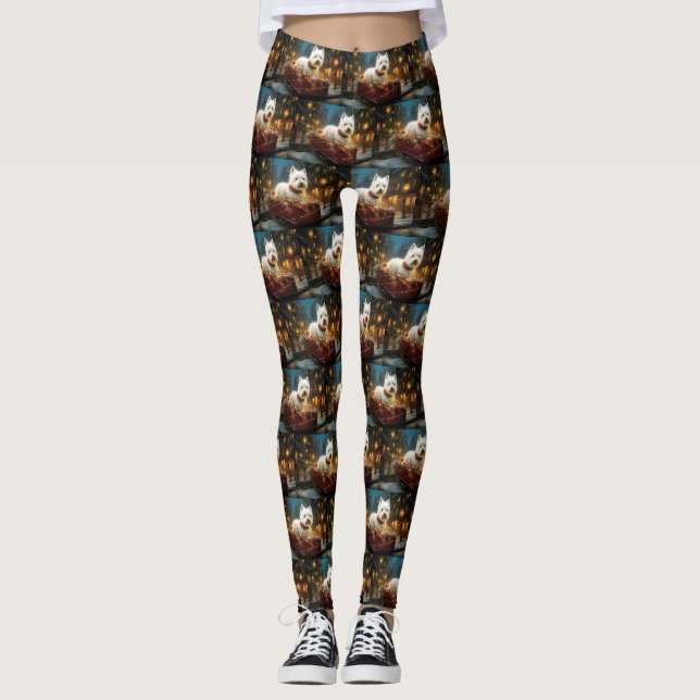 Leggings Festividad de los Navidades de West Highland White (Anverso)