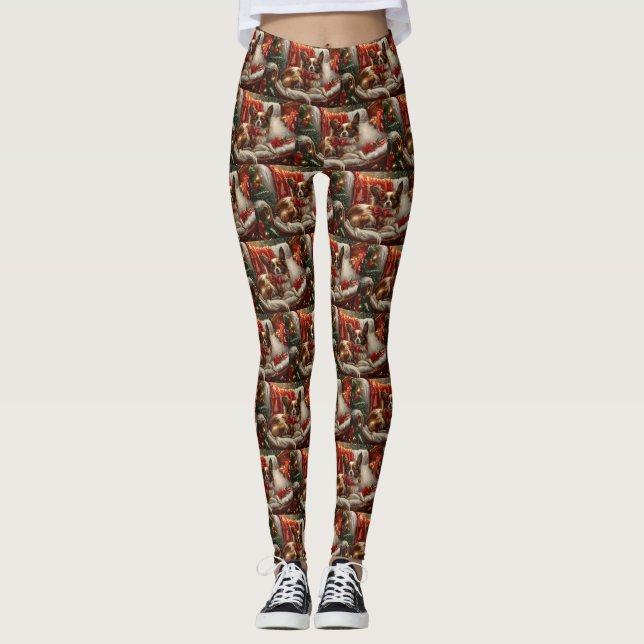 Leggings Festividad de los Navidades Papillon Dog (Anverso)