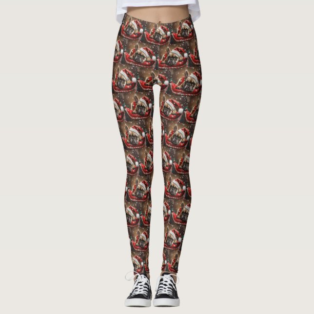 Leggings Festividad de Navidades de Bulldog de Francia (Anverso)