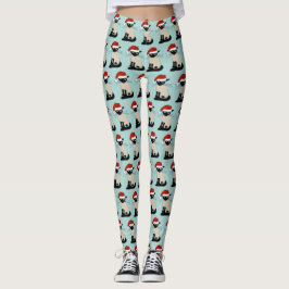 Leggings Festividad de Navidades siameses Cat Santa Funny