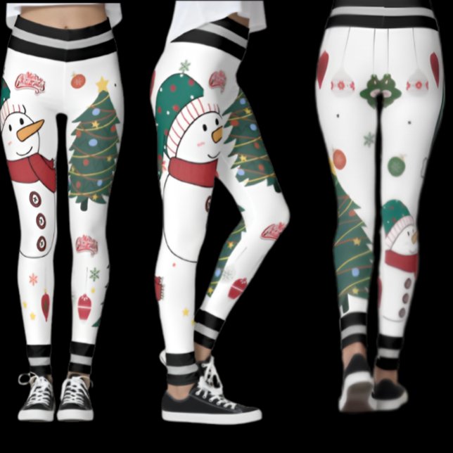 Leggings Festividad de Snowman y patrón de árbol de Navidad (Subido por el creador)
