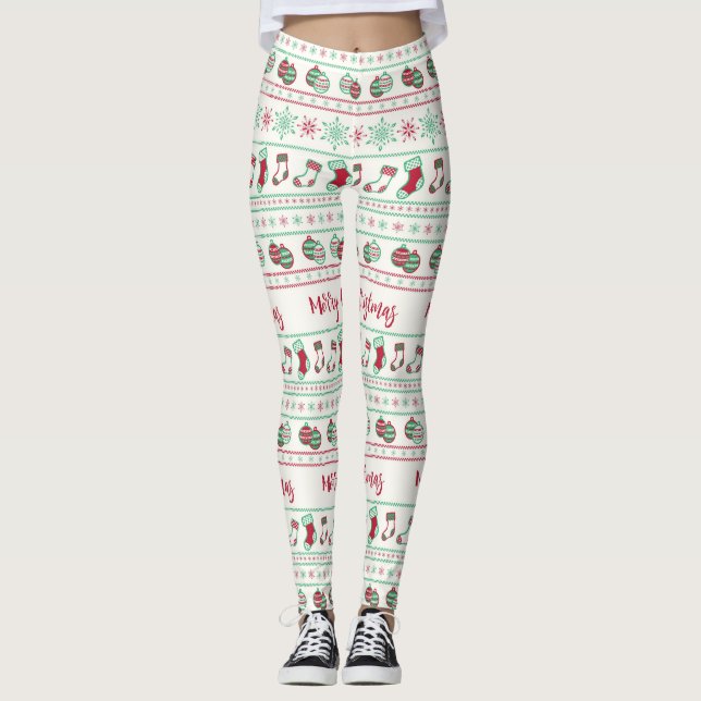 Leggings Festividad del patrón de sudor de los Navidades fe (Anverso)