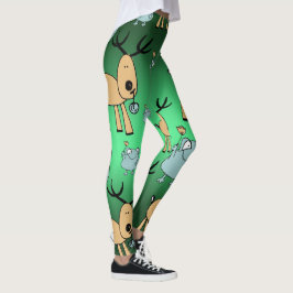 Leggings Festividad Verde Rojo Navidades Animales