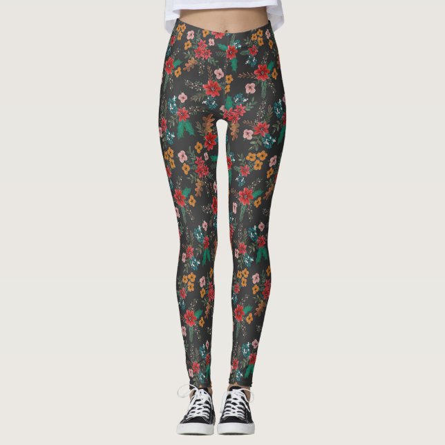Leggings Festividades de navidades | Flores | Piernas (Anverso)