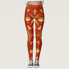 Leggings Festividades Navidades Rojos y Oro