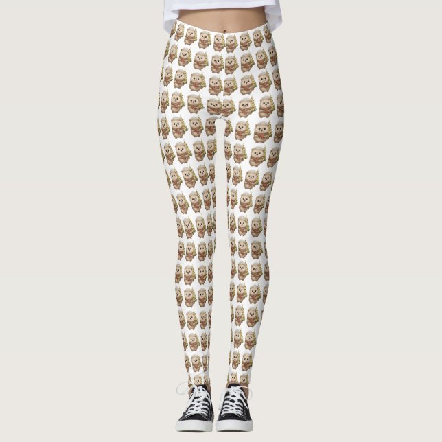 Leggings Festliche Igel Illustrationen Weiß (Anverso)