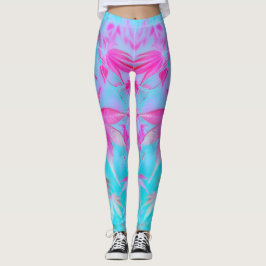 Leggings feuille bleue rose